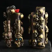 Handmade Brass Lighter Case Cover Fits Bic J3 Lighter Skull Sleeve Cover Gift