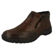 Mens Rieker '03352' Brown Synthetic Warm Lined Double Zip Boots - Extra Width