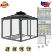 Mosquito Protection Screen for 0' x 2' Patio Gazebos - Easy Install Gray Mesh