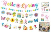 Hello Spring Decorations, Pre-assembled Colorful Glitter 1pcs Hello Spring