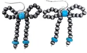 [Emulily] Western Navajo Pearl Bow Post Earrings Squash Blossom, One Size, Zinc, No Gemstone