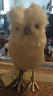 Handmade Faux Fur Owl Home Decor Garden Figurine Statue NWT