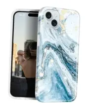 Compatible with iPhone 15 Case Gold Sparkle Glitter Marble Design Shockproof