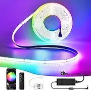 10 m COB LED Strip, Led Bedroom RGB 576LED/M 5760LEDs 24V, LED Strip RGB Multicolour with Wifi Remote Control, LED Strip Works with Google Home Assistant/Alexa