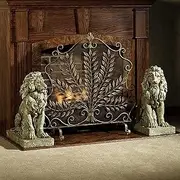 Fireplace Screen Guard, Fire Guard Small Fireplace Decorative Screens， Vintage Single Panel Fireplace Fire Guard with Tree， Indoor Outdoor Fire Place Spark Door， Antique Copper