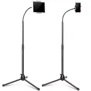 Gooseneck Phone Floor Stand Cell Phone Tripod Holder 360 Degree Adjustable Black