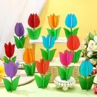 24 Pcs Spring Tulip Wood Signs Retro 3D Flowers Table Decoration Rustic Farmh...