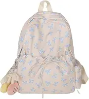 [Generic] Cute Bowknot School Backpack Lightweight Casual Travel Daypack School Bag Aesthetic Backpack, for Teens Girls Women Students