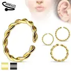 Pair Ear Tragus Rook Snug Helix Daith Nose Septum Hoop IP Braided Annealed Rings