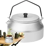 Camping Tea Kettle - Portable Water Boiler | 1L Aluminum Alloy Camp Kettles for Boilingwater | Silver Coffee Pots | Kitchen Cookware Pot with Handle for Hiking, Backpacking, Picnic, Garden