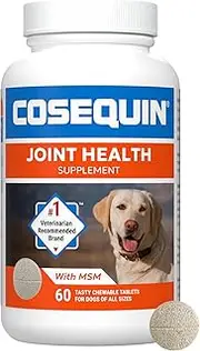 Nutramax Cosequin Maximum Strength Joint Health Supplement for Dogs - with Glucosamine, Chondroitin, and MSM, 60 Chewable Tablets