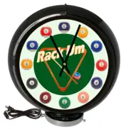 Pool Room Billiards Black Lighted Gas Pump Globe Advertising Style Quartz Clock