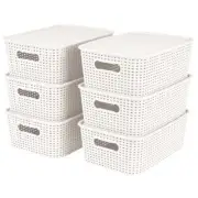 Plastic Bins Large Storage with Lids | Korean Organizer Bin Basket Set for Or...