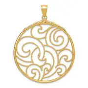 14k Yellow Gold Circle Swirl Pendant