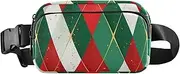 [Amooorous] Red and Green Christmas Checkerboard Fashion Fanny Pack Waist Bag for Women Men Water Resistant Chest Belt Bum Bag with Adjustable Strap for Cycling Hiking Gym, Red and Green Christmas Checkerboard, 1