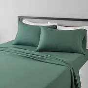 Amazon Basics Lightweight Super Soft Easy Care Microfiber Bed Sheet Set with 36-cm Deep Pockets - Double / Full, Emerald Green
