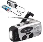 Dynamo Solar Hand Crank Self Powered AM/FM/NOAA Weather Radio w/LED Flashlights.
