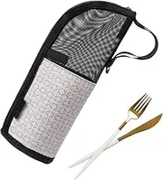 Camping Silverware Pouch Travel Silverware Bag Outdoor Camping Tableware Cutlery Case Waterproof Nylon Mesh Dustproof Drainage Design for Camping Picnic Kitchen Outdoor Enthusiasts