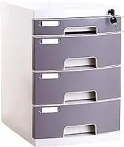 Multi-Layer Plastic Storage Drawer Desk, Desktop Drawer Type Office Storage Box Lockable Filing Cabinet, A4 Paper and Documents (Color : Large-4 layerl)