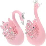 Alipis 2pcs Swan Shape Car Dashboard Decorations Adorable Swan Ornaments for Interior Car Decor Sparkling Inlay Design Easy Installation Durable Material Cute and Romantic Atmosphere