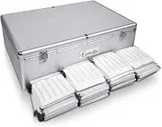 Embellir 1000 Discs Aluminium CD Case, DVD Cases Photo Storage Box Lock Boxes Holder Folder Organizer, Waterproof Lightweight Black Velvet Lining 2 Locks Free Inserts Silver