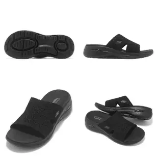 【SKECHERS】拖鞋 Go Walk Arch Fit Sandal-Rejoice 女鞋 黑 支撐 休閒 涼拖鞋(140832-BBK)