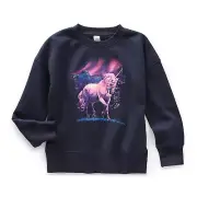 THEREABOUTS Girls XL Plus (18.5P) Navy Unicorn Graphic Sweatshirt Stretch NWT