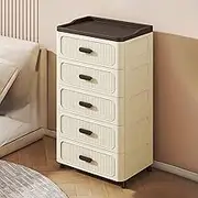 GUAWJRZDP Storage Cabinet Plastic, Chest of Drawers, Drawer Chest, Storage Cabinet for Bedroom, Drawers Organizer Storage, for Living Room, Hallway, White + Brown(L45cm,5-Tier)