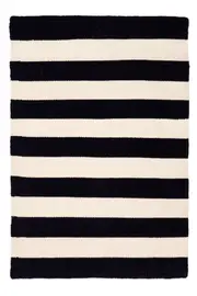Nantucket Black and Ivory Stripes Modern Rug Indoor Outdoor Rug Plush Soft Carpet