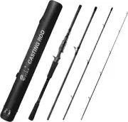 Fishing Casting Rods with Case - Durable Stainless Steel Guides, Fresh/Saltwater