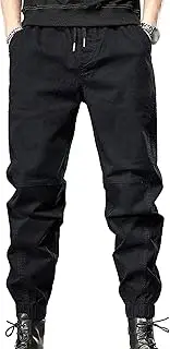 [Generic] Men's Casual Vintage Hiking Pants Solid Drawstring Joggers Trousers Work Twill Outdoor Sweatpants