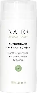 Natio Australia Aromatherapy Antioxidant Face Moisturiser 100ml - Softening Face Cream for All Skin Types - Rosehip Oil, Vitamin E & Cucumber - Made in Australia