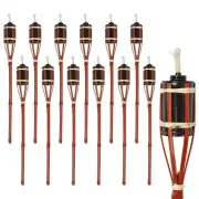 12x Red 60cm Bamboo Garden Fire Torches Outdoor Paraffin Oil Tiki Lantern