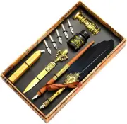 Quill Pen Calligraphy Pen Set, Feather Dip Pen Set with Wood Dip Pen, 17 Differe