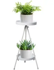 2 Tier Outdoor Indoor Plant Stand in White