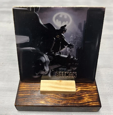 Batman home office bar Decorative Ceramic Tile Coaster & Rustic Wood Stand