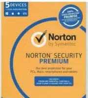 Norton Symantec Security Premium 5 Device PC 1 Year 2025 - 2026 e license DELUXE