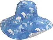 [Yoogain] Japanese Style Fan Gold Blue Foldable Sun Visor hat for Women for Gardening Decorative Hats with uv Protection for Womens Running Fashion Gorras para sol de Mujer, Japanese Style Fan Gold Blue, One
