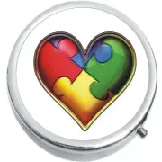 Autism Heart Puzzle Medicine Vitamin Pill Box