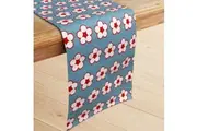 IDC Homewares 100% Cotton Printed Table Runner - Cotton Bud (Blue)