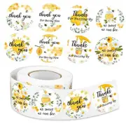 500 Pieces 1.5 Inch Bee Thank You Labels Baby Shower Bumble Stickers for Jars