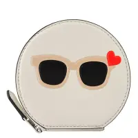 在飛比找博客來優惠-COACH 墨鏡壓印牛皮皮革圓形零錢包-白