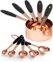 Joyhill Copper Measuring Cups and Spoons Set of 10 Piece, Stainless Steel Nestin