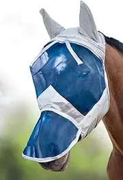 (Pony) - Harrison Howard CareMaster Fly Mask Full Face Silver/Blue Retro