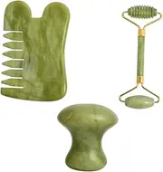 Facial Body Massaging Set Green Jade Hair Comb Fungus Stone Massage Tools Massager Skin Hydration Kit