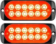 RIGIDON 2 Pack LED Emergency Strobe 12 LED Double Row Red Surface Mount Flashing Strobe Lights for trucks Car Grille Off-road Warning Emergency Flashing Lights