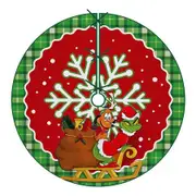 48 inches Snowflake Dog Gifts Xmas Tree Skirt, Green Buffalo Plaid Check Rustic Large Home Decoration New Year Party Decor