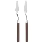 2pcs 17mm No.3 Painting Palette Knives Stainless Steel Spatula Red Wood Handle
