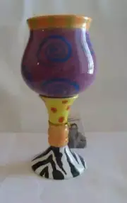 Erich Emmenegger 2007 Studio E Whimsical Purple Jester Wine Goblet NIB Retired