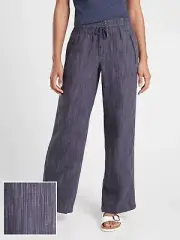 ATHLETA NWT $79 Cabo Drawstring Waist Linen Textured Wide Leg Pants Size 8